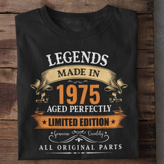 Legends Made in 1975 | 50 Years Birthday T-Shirt (Customized)