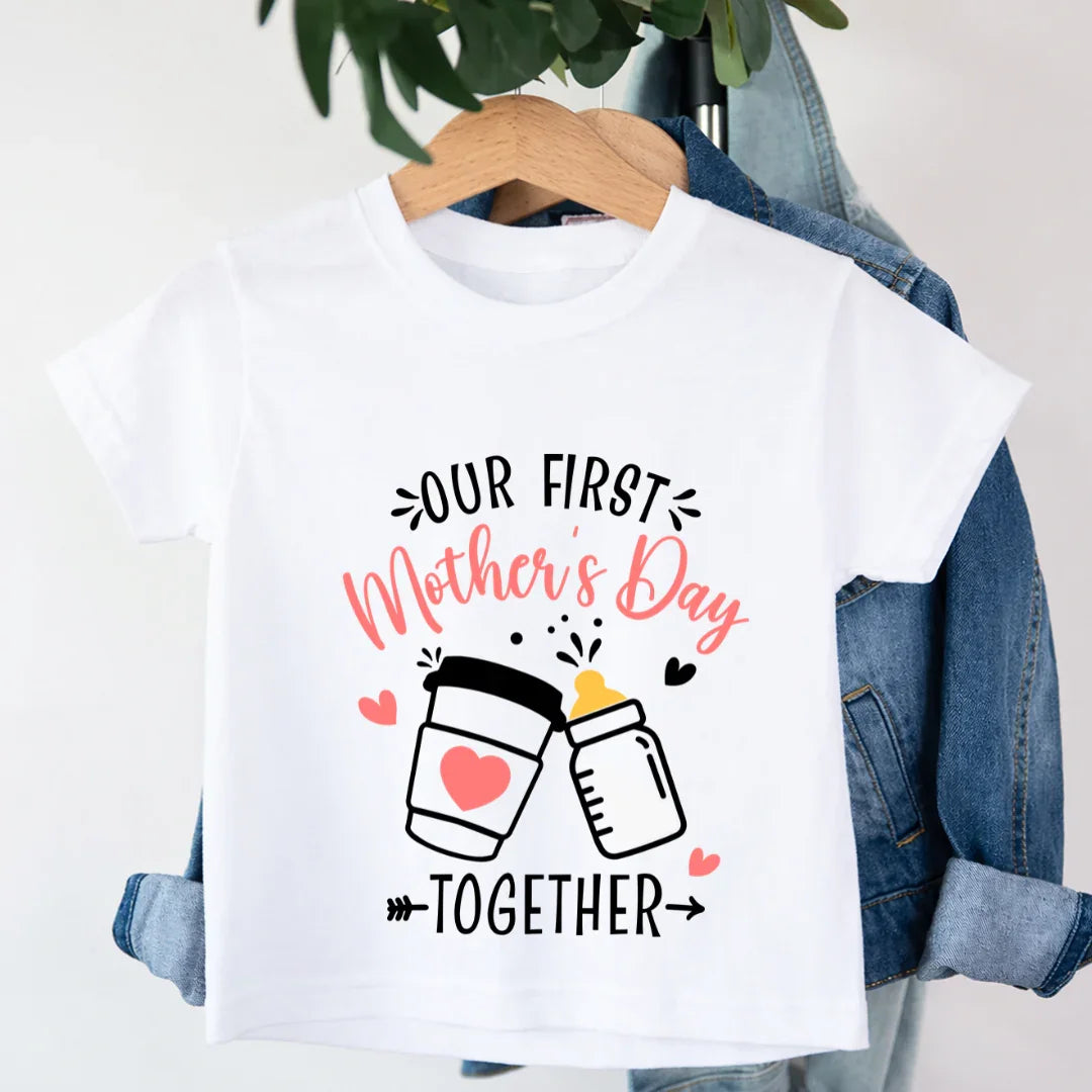 Mom Kid First Mother's Day Together Matching T-Shirt first mothers day tshirt, Fly Bundles, Fly Bundles Parent Product, matching mothers day tshirt