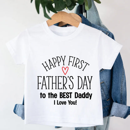 Kids Happy First Fathers Day T-Shirt Kids Happy First Fathers Day T-Shirt - White / 0-12M