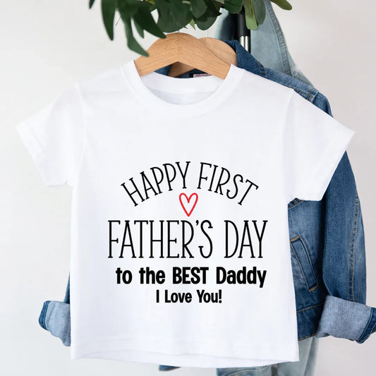 Kids Happy First Fathers Day T-Shirt Kids Happy First Fathers Day T-Shirt - White / 0-12M