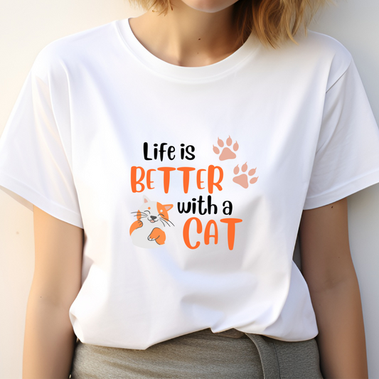 Life is Better with Cat T-Shirt - The Shophaul Designs