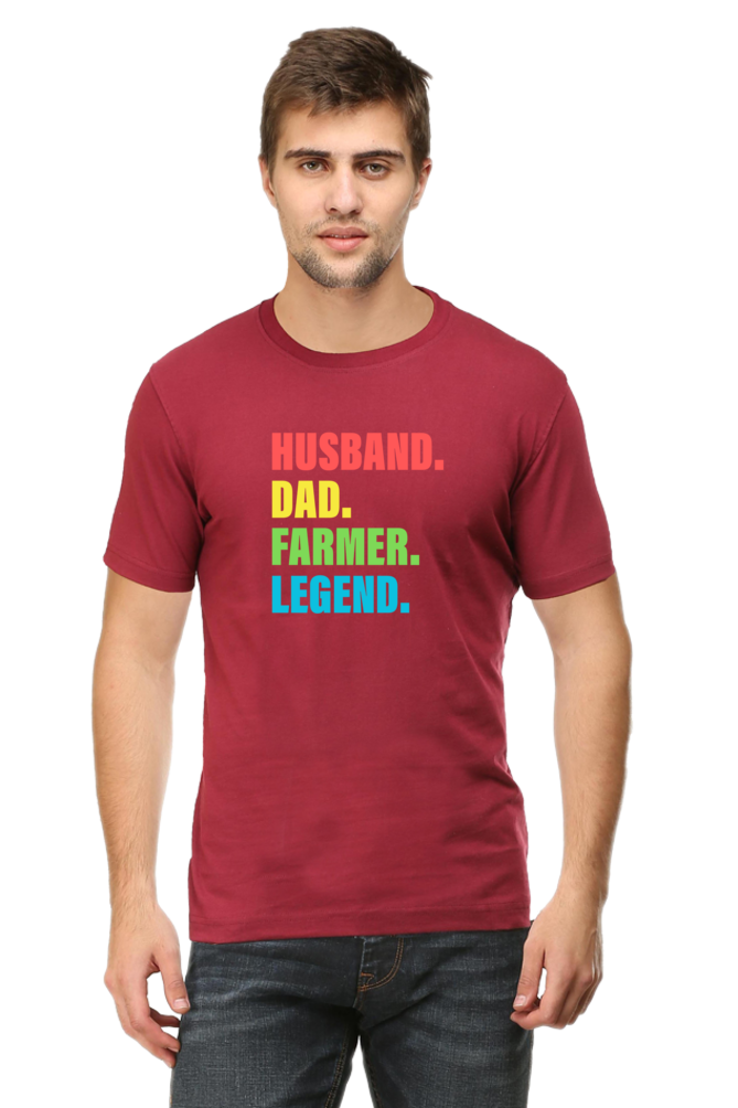 Husband Dad Farmer T-Shirt  Maroon-XXL