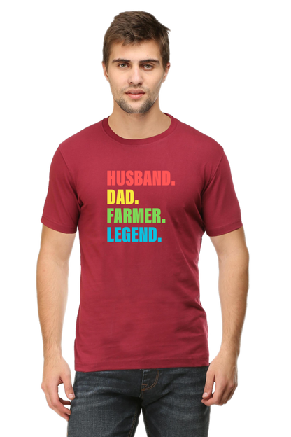 Husband Dad Farmer T-Shirt  Maroon-XXL