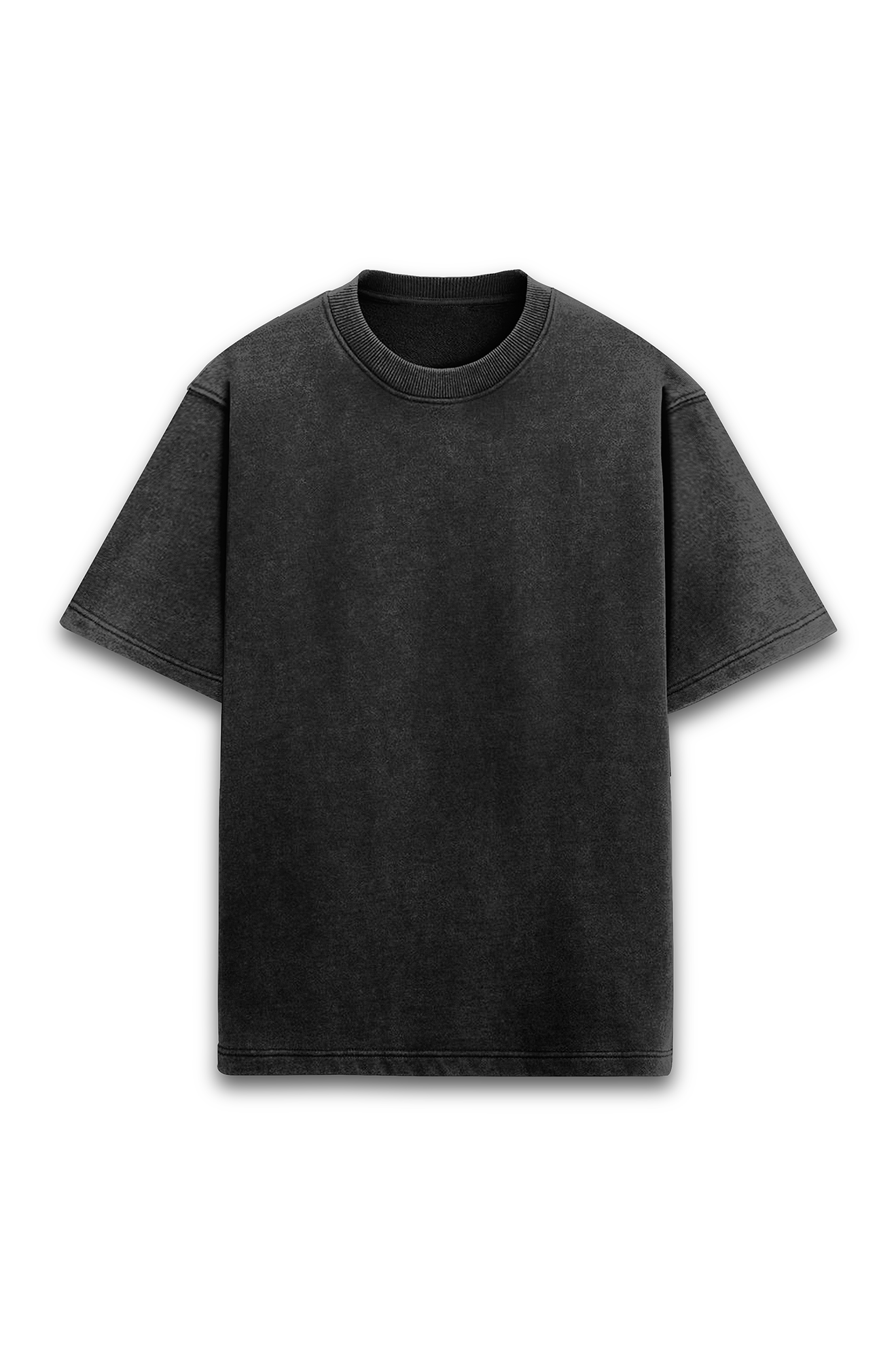 Unisex Acid Wash Oversized T-shirt - Plain  Black-XL