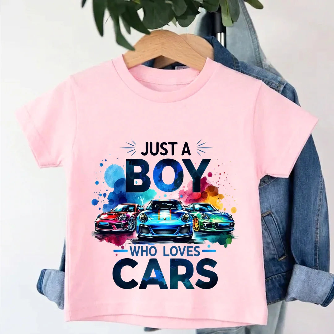 Kids Just a Boy Loves Cars T-Shirt 