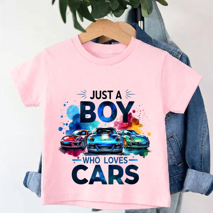 Kids Just a Boy Loves Cars T-Shirt 
