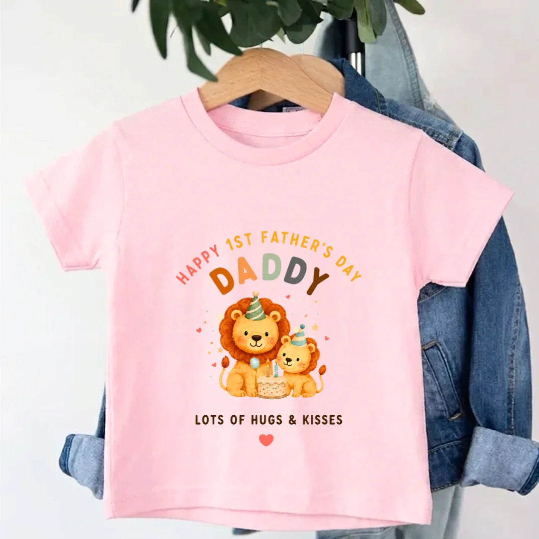 Kids Happy First Fathers day T-Shirt Kids Happy First Fathers day T-Shirt - Light Baby Pink / 0-12M