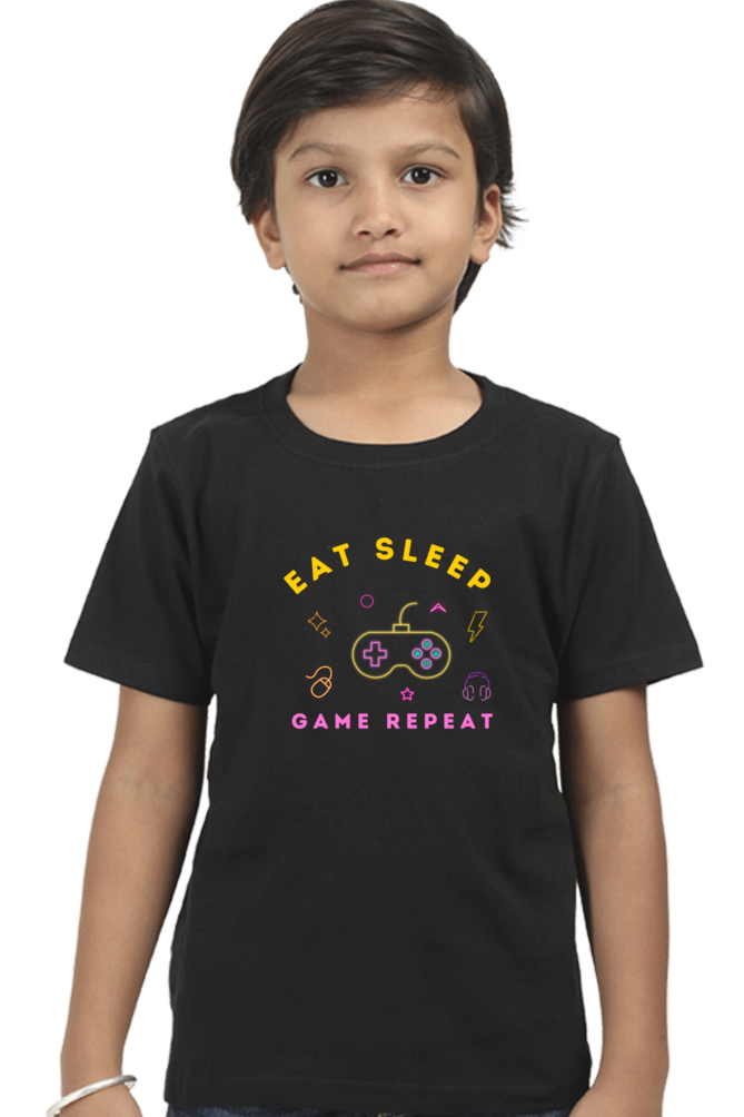 Kids Eat Sleep Game Repeat T-Shirt The Shophaul