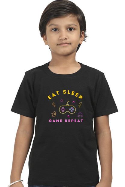 Kids Eat Sleep Game Repeat T-Shirt The Shophaul