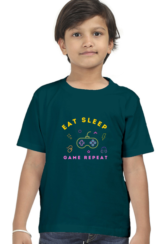 Kids Eat Sleep Game Repeat T-Shirt The Shophaul