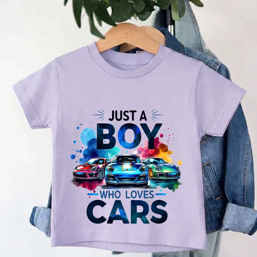 Kids Just a Boy Loves Cars T-Shirt 
