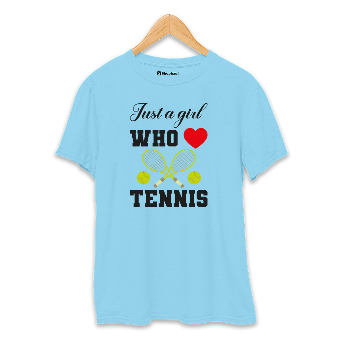 Just a Girl Who loves Tennis T-Shirt  SkyBlue-XXL