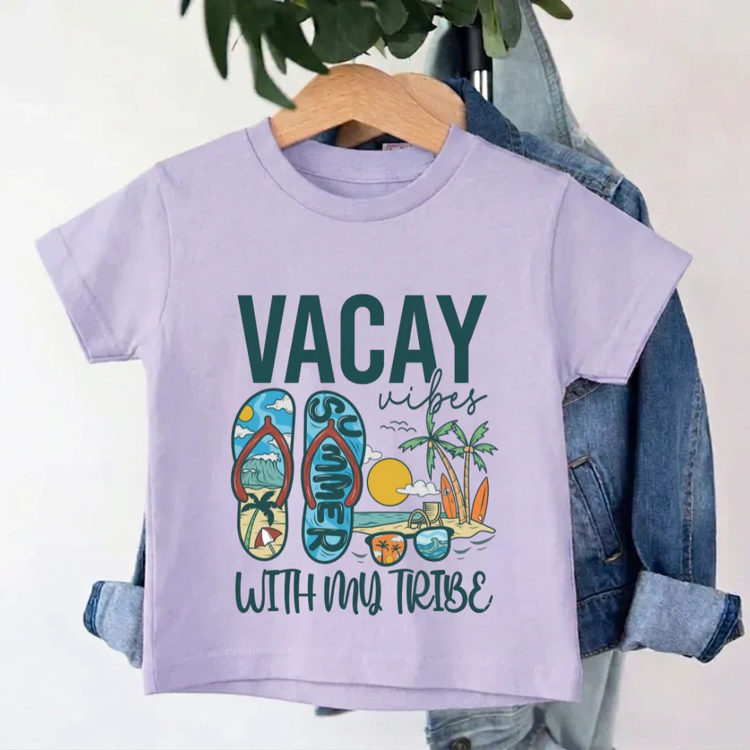 Kids Vacay Vibes with my Tribe Beach T-Shirt family travel tshirt, family vacation matching tshirt, vacay mode, vacay vibes
