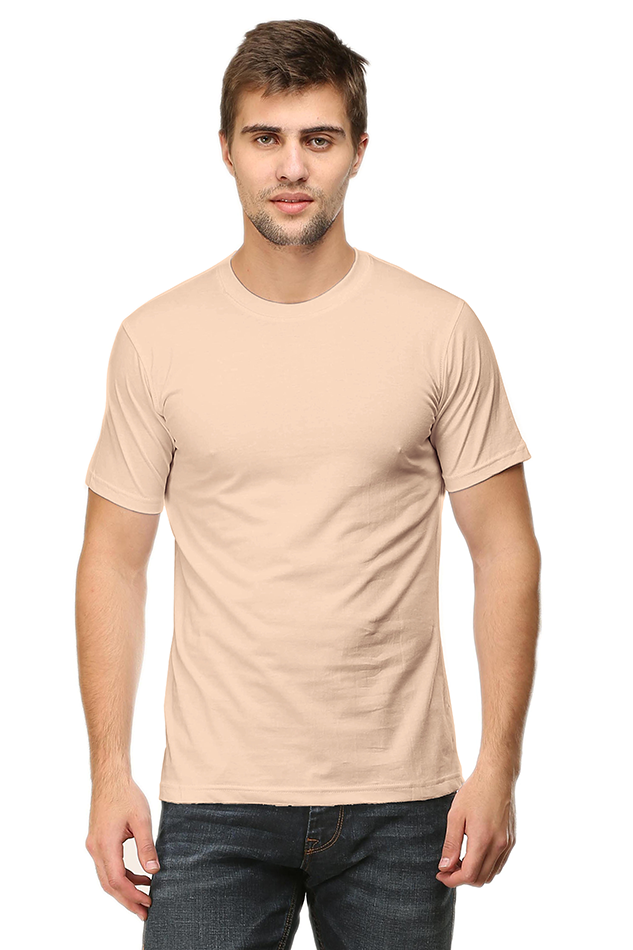 Peach Round Neck Plain T-Shirt