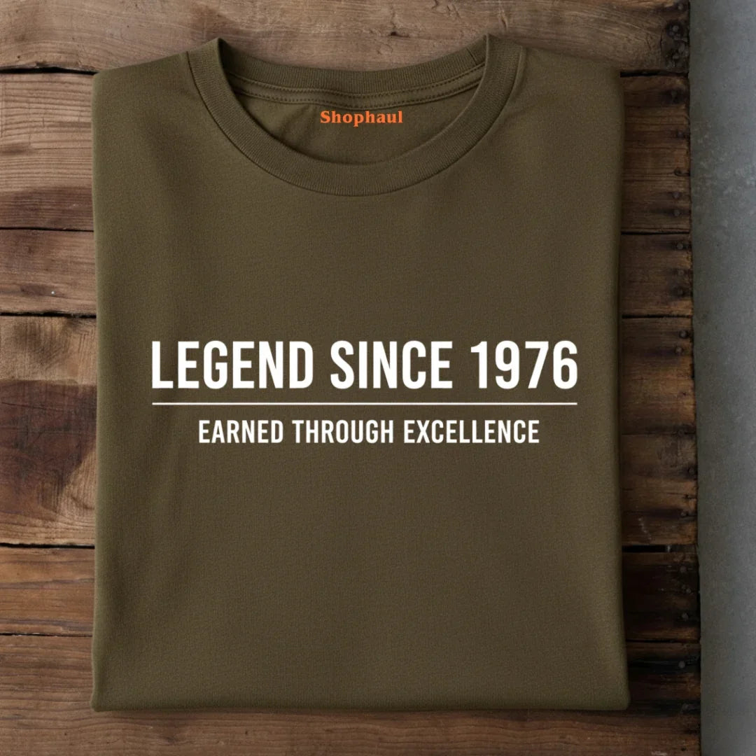 Legend born in 1976 Birthday T-Shirt - Olive Green / XS 1976, legend born in 1976, vintage 1976