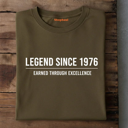 Legend born in 1976 Birthday T-Shirt - Olive Green / XS 1976, legend born in 1976, vintage 1976