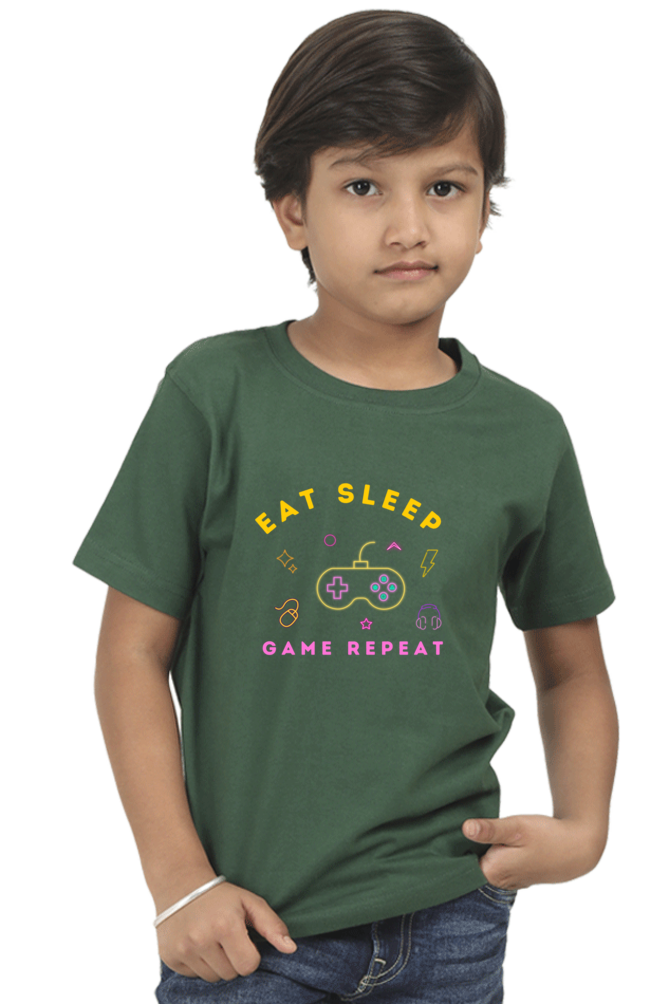 Kids Eat Sleep Game Repeat T-Shirt The Shophaul