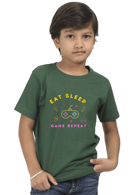 Kids Eat Sleep Game Repeat T-Shirt The Shophaul