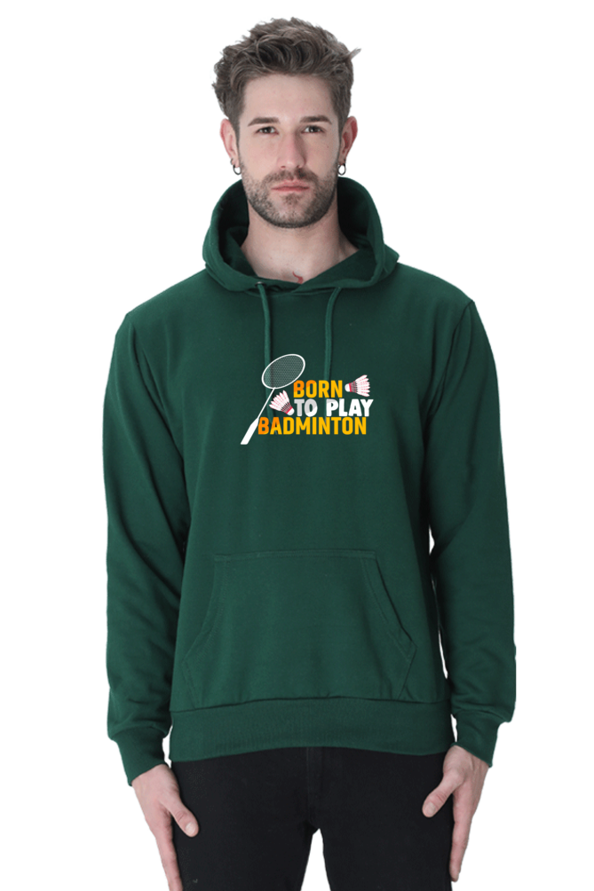 Unisex Born to Play Badminton Hoodie  Bottle-Green-XXL