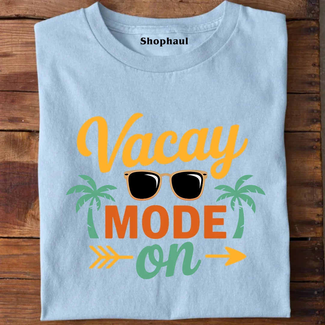 Vacay Mode on Beach T-Shirt - Baby Blue / S 