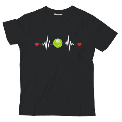 Kids Tennis Heartbeat T-Shirt  Black-13Yrs