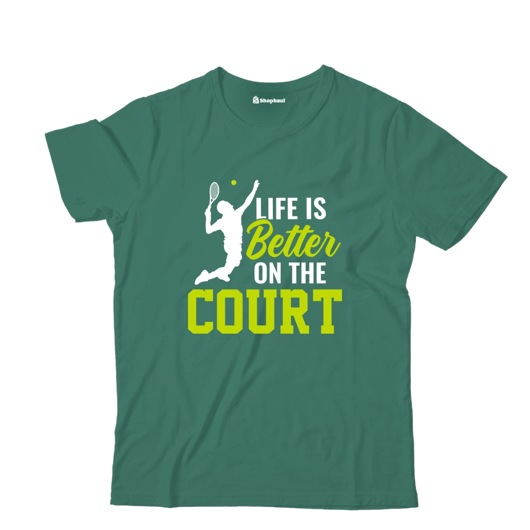 Kids Life is better on court Tennis T-Shirt The Shophaul