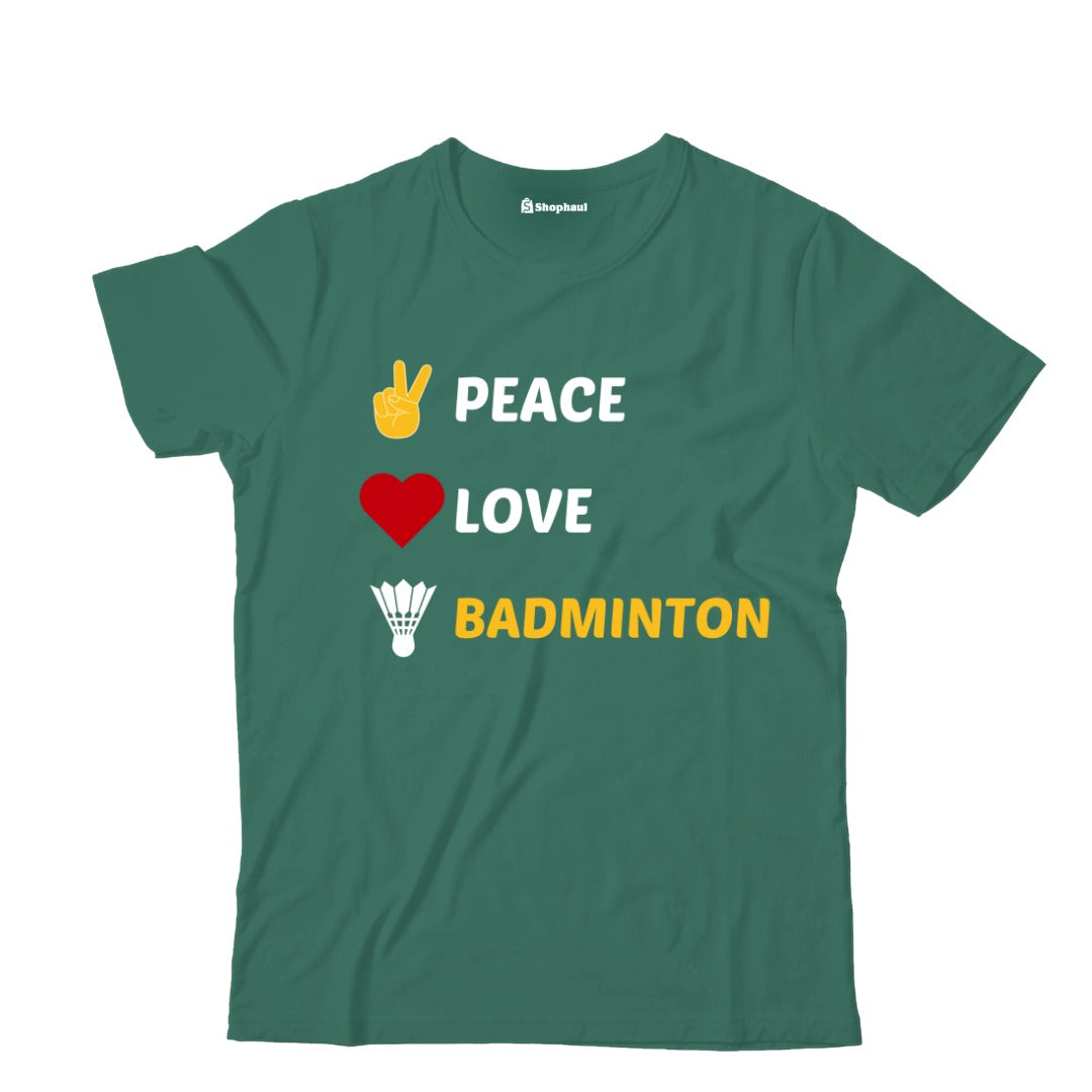 Kids Peace Love Badminton T-Shirt The Shophaul