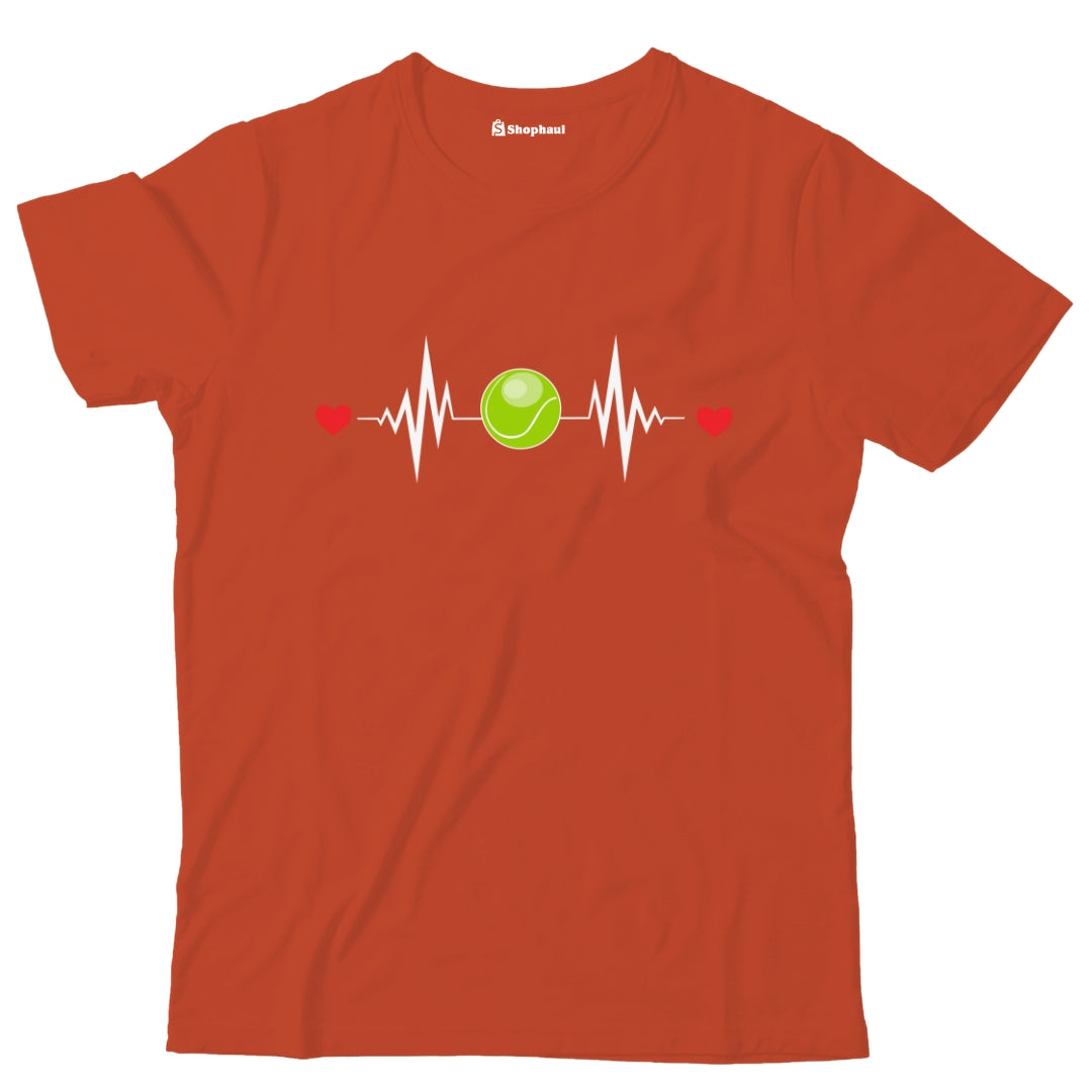 Kids Tennis Heartbeat T-Shirt  Brick-Red-13Yrs