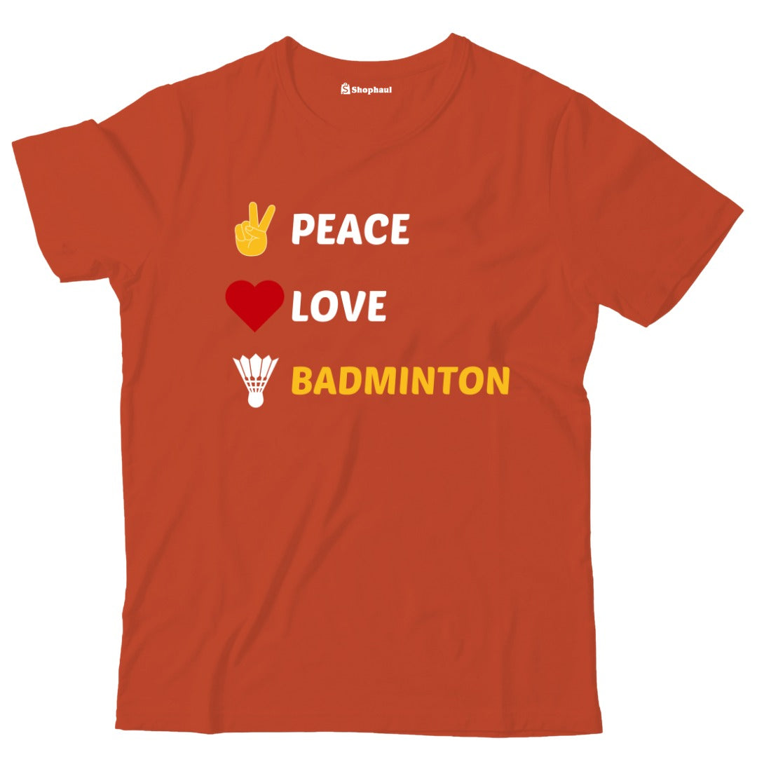 Kids Peace Love Badminton T-Shirt The Shophaul