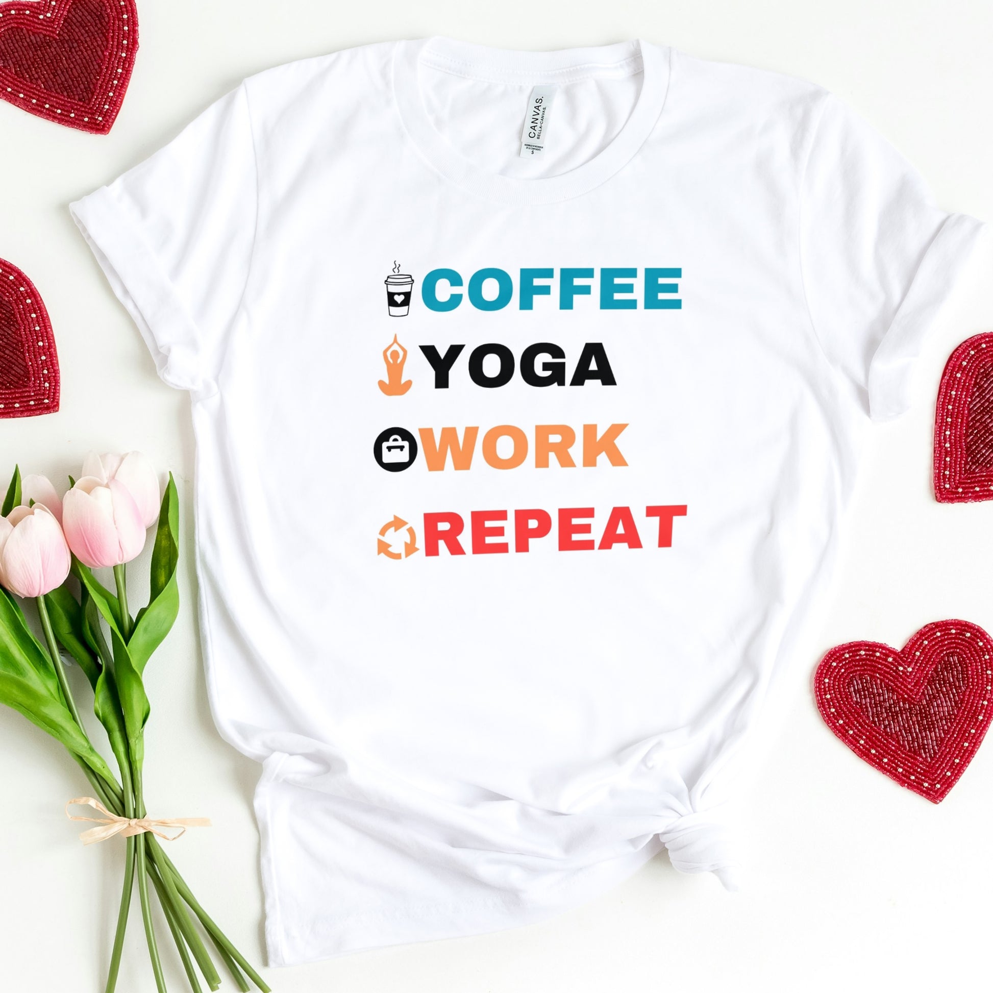 Coffee Yoga Work Repeat T-Shirt The Shophaul