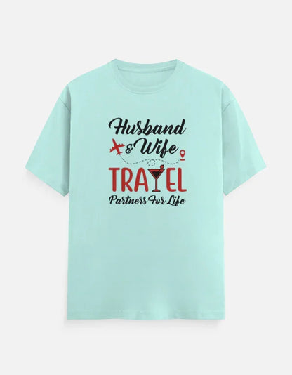 Husband and Wife Travel Partners for Life T-Shirt - White / S group tshirt design for friends,group tshirt for vacation,travel partners,travel tshirt,travel tshirt for family,travel tshirt for friends,travel tshirts for group