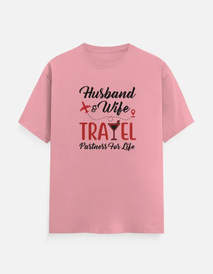 Husband and Wife Travel Partners for Life T-Shirt - White / S group tshirt design for friends,group tshirt for vacation,travel partners,travel tshirt,travel tshirt for family,travel tshirt for friends,travel tshirts for group