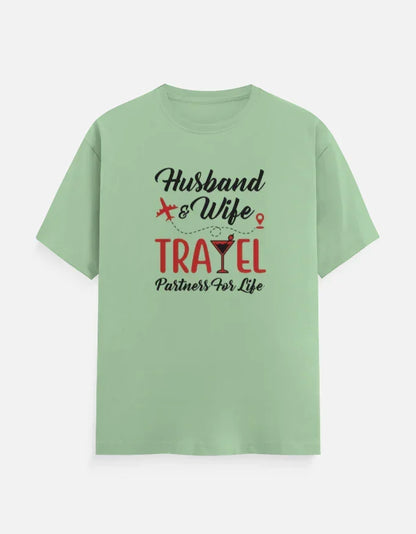 Husband and Wife Travel Partners for Life T-Shirt - White / S group tshirt design for friends,group tshirt for vacation,travel partners,travel tshirt,travel tshirt for family,travel tshirt for friends,travel tshirts for group