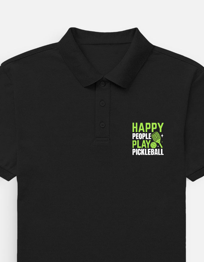Happy People Play Pickleball Polo T-Shirt (Clearance Sale)