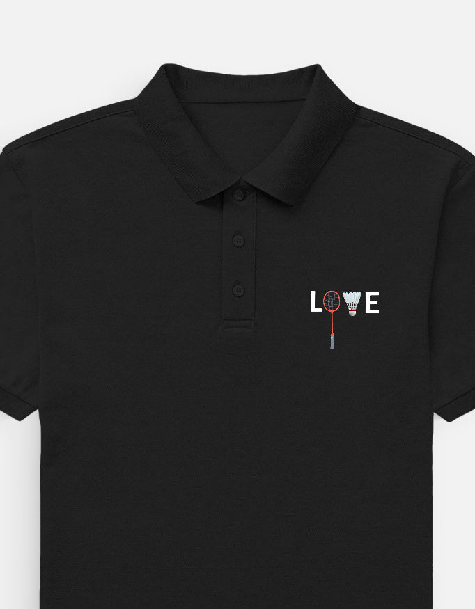 Badminton Polo T-Shirt with Name and Number (back print)