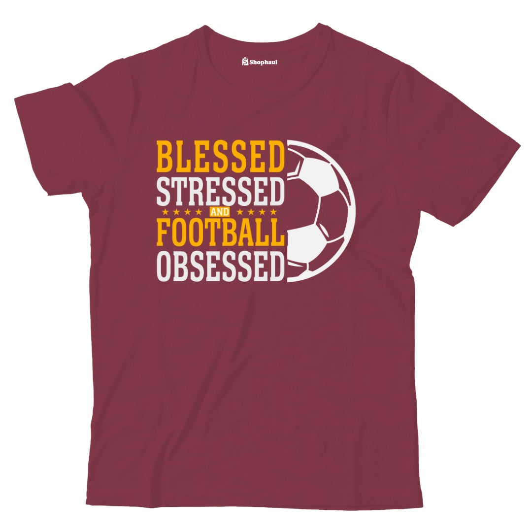 Kids Stressed Blessed Football T-Shirt The Shophaul