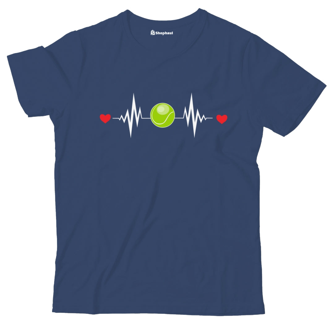 Kids Tennis Heartbeat T-Shirt  Navy-Blue-13Yrs