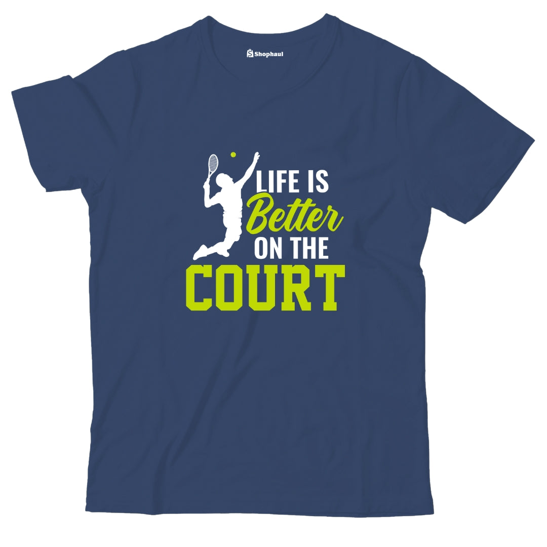 Kids Life is better on court Tennis T-Shirt The Shophaul