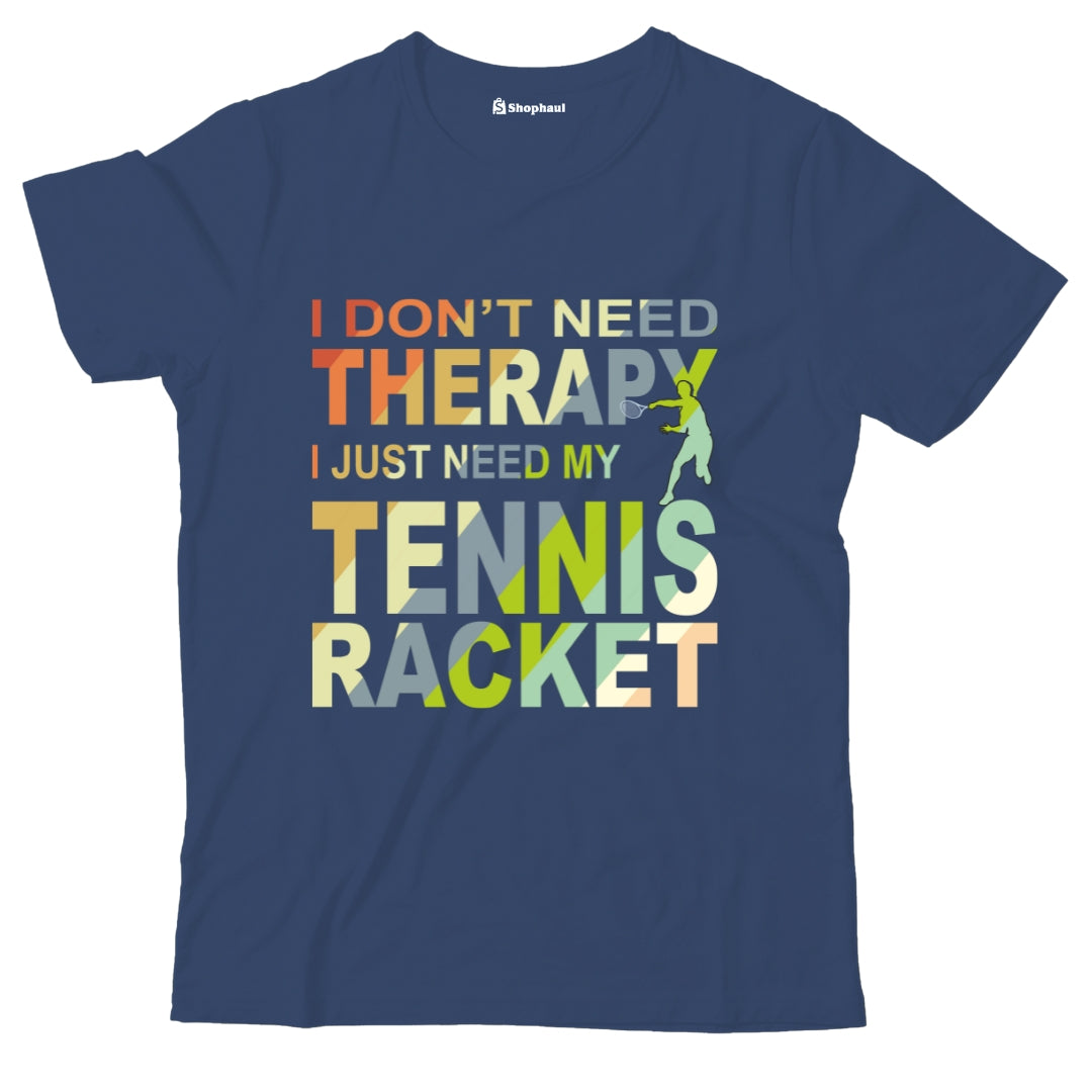 Kids I Don't need Therapy Tennis T-Shirt  Navy-Blue-13Yrs