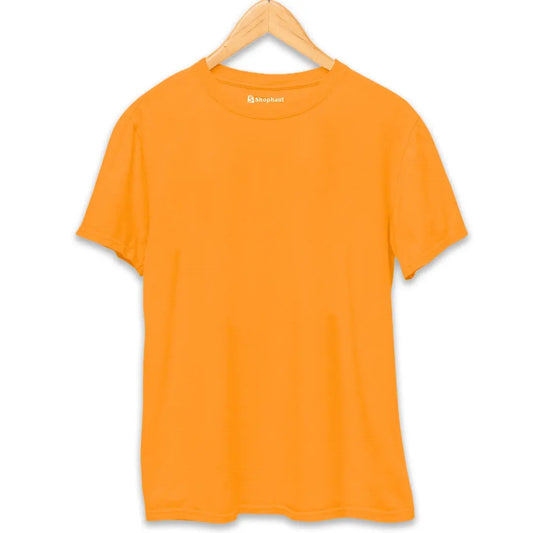 Orange Round Neck Plain Tshirt The Shophaul