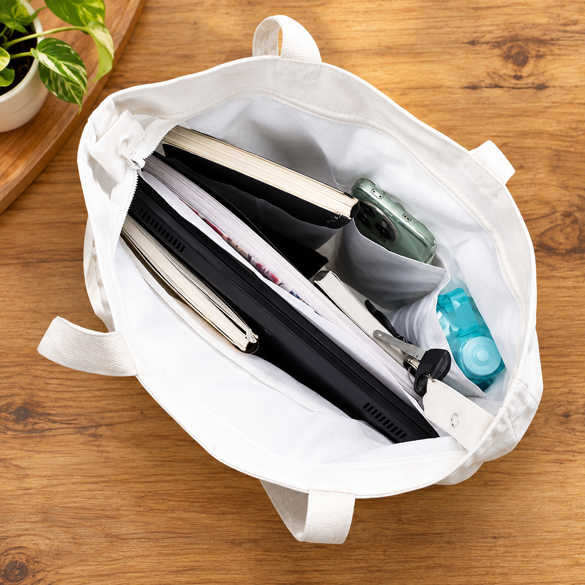 Everyday Large Tote Bag - Zippered closure