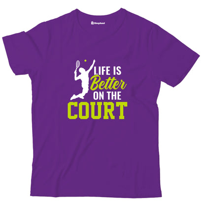 Kids Life is better on court Tennis T-Shirt The Shophaul