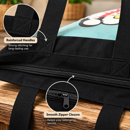 Custom/ Personalized Canvas Tote Bag Zipper