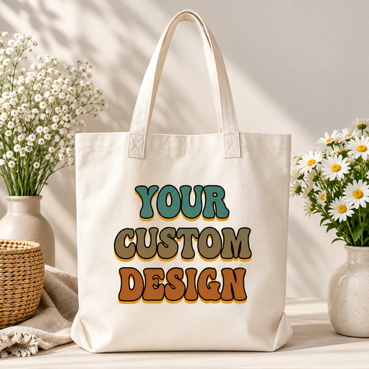 Custom/ Personalized Canvas Tote Bag Zipper