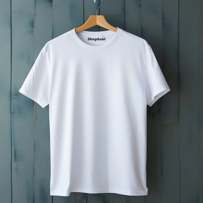White Round Neck Plain T-shirt