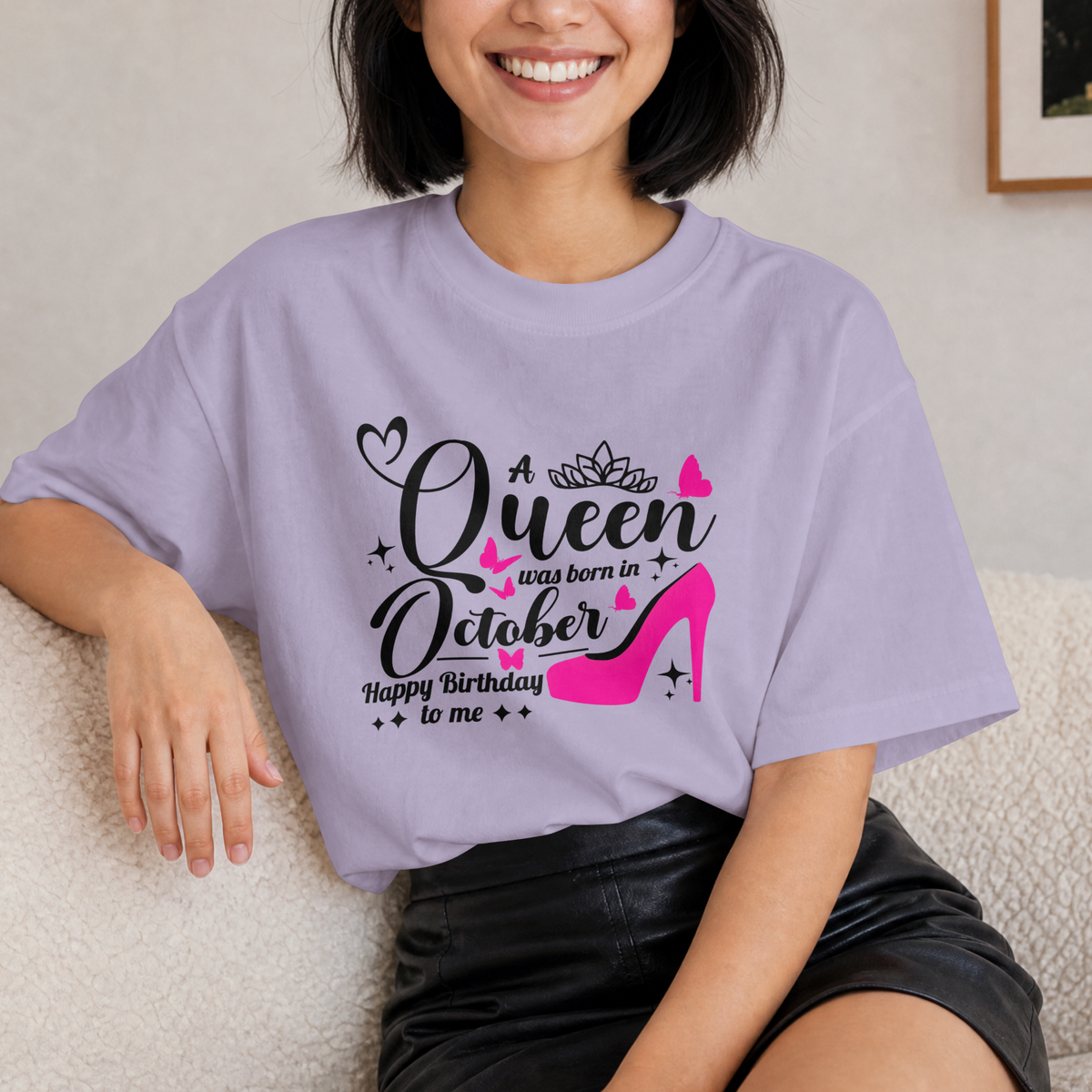 Queen Born in October Happy Birthday T-Shirt