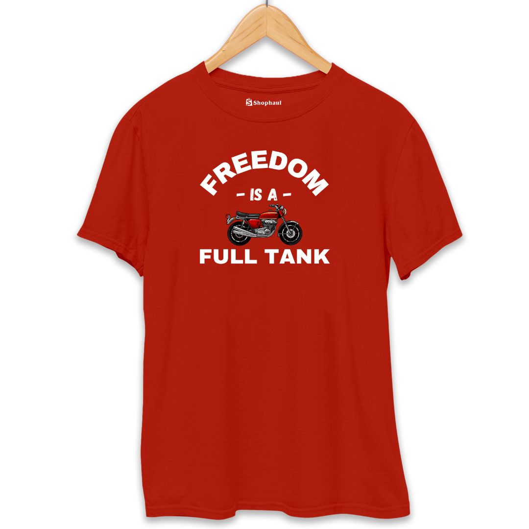 Freedom is a Full Tank Biker T-Shirt  Brick-Red-XXL