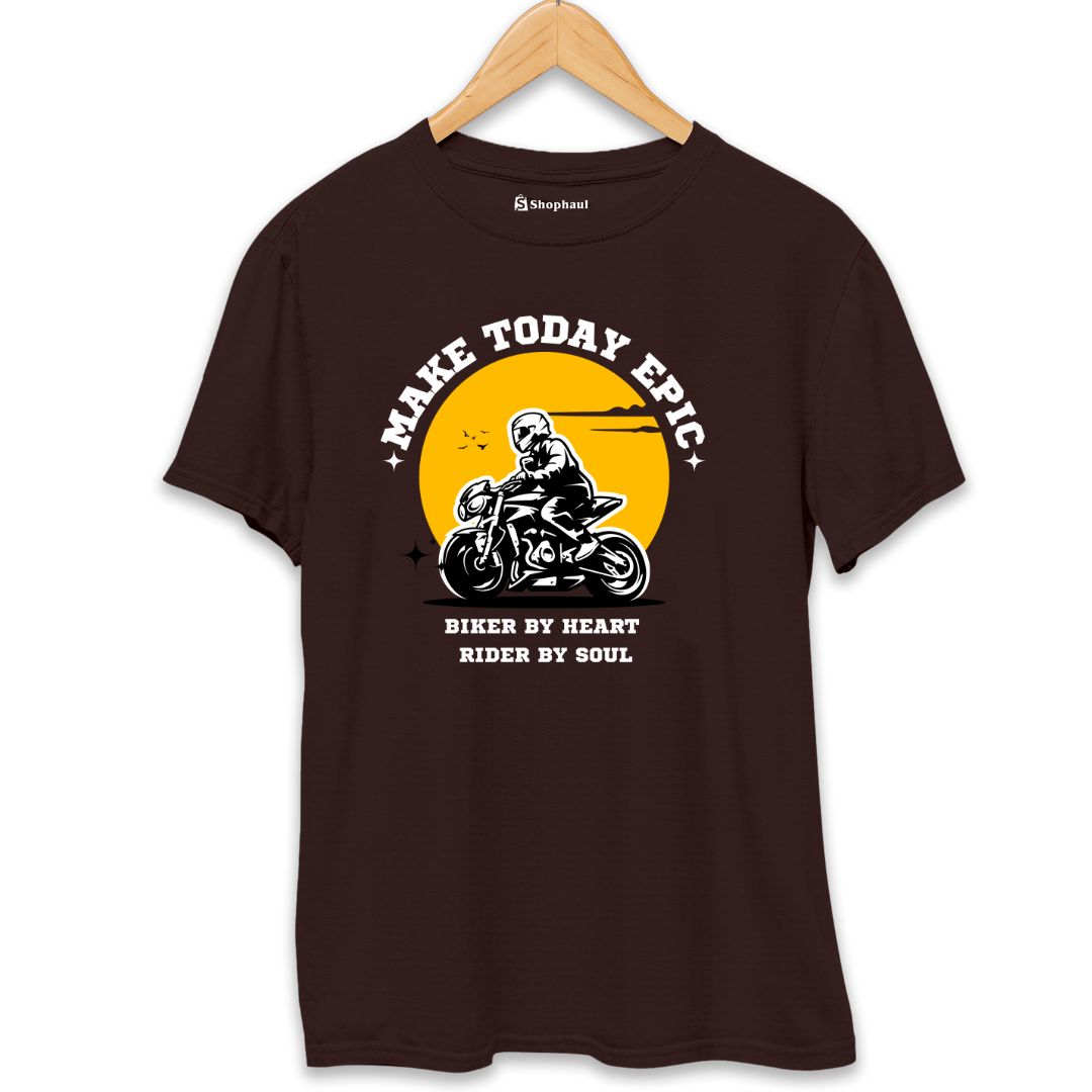 Make Today Epic Biker T-Shirt  Coffee-Brown-XXL