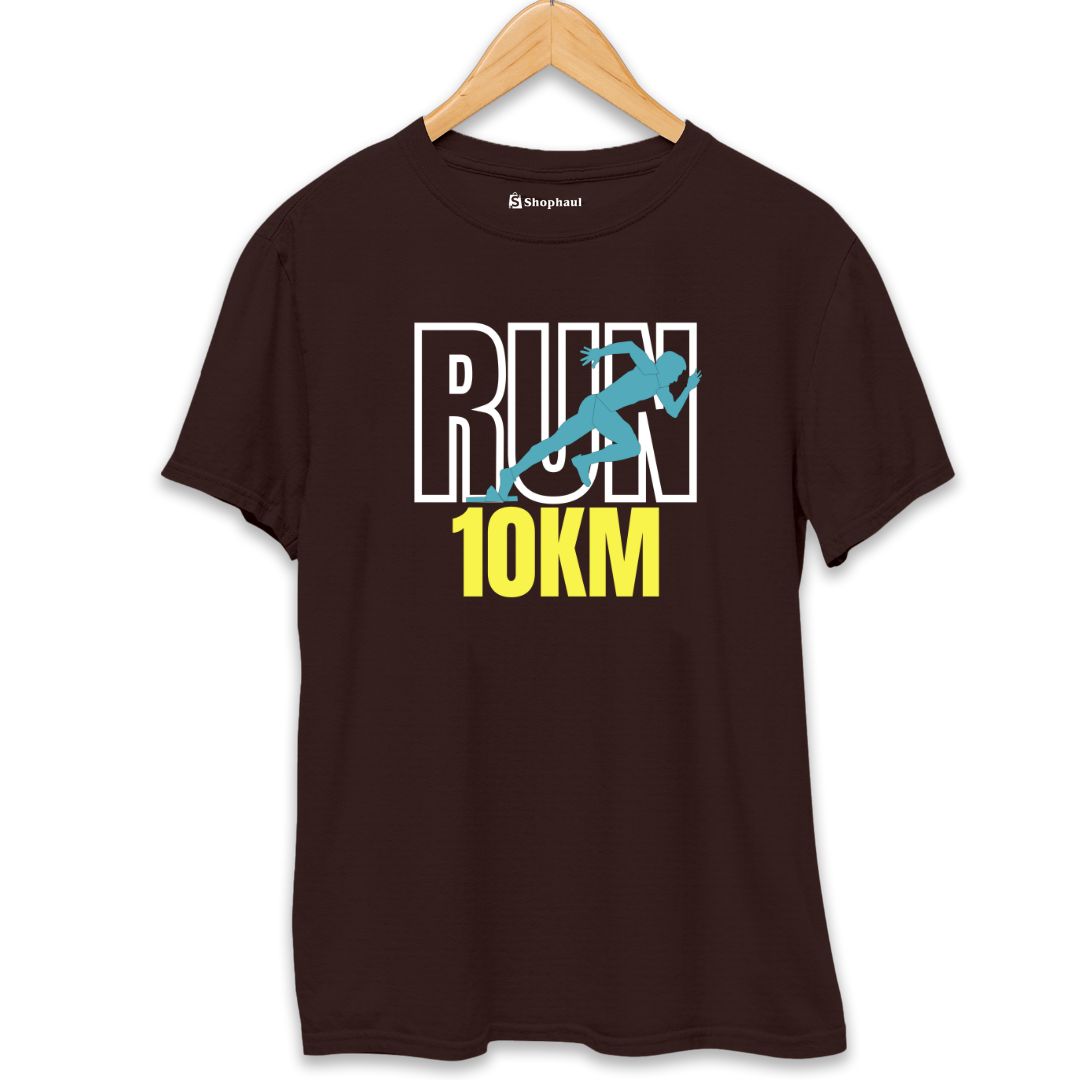 RUN 10KM Running T-Shirt  Coffee-Brown-XXL