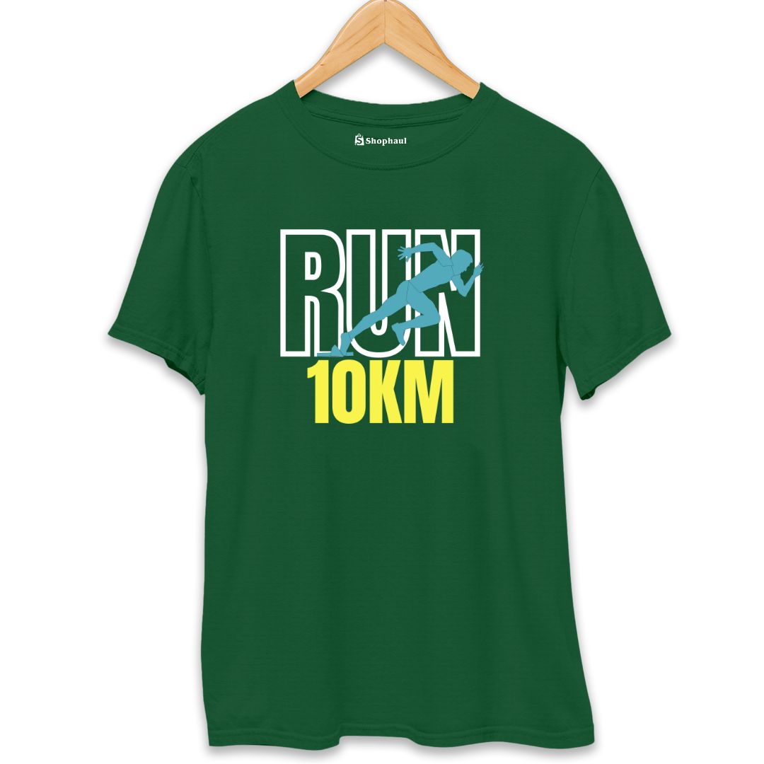 RUN 10KM Running T-Shirt  Bottle-Green-XXL